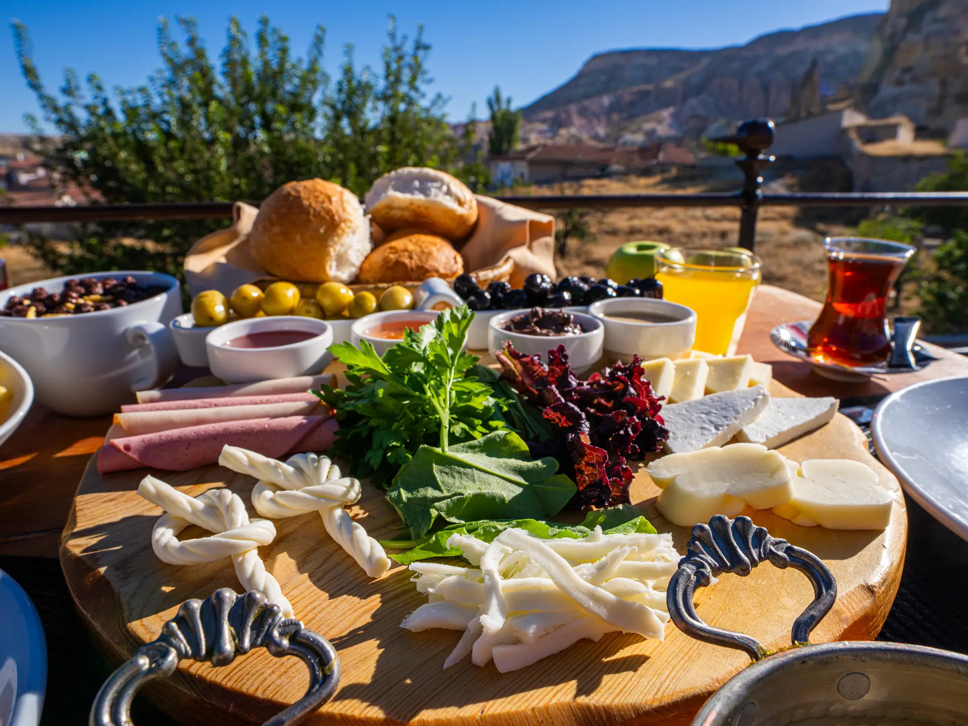 Breakfast on the terrace with castle views